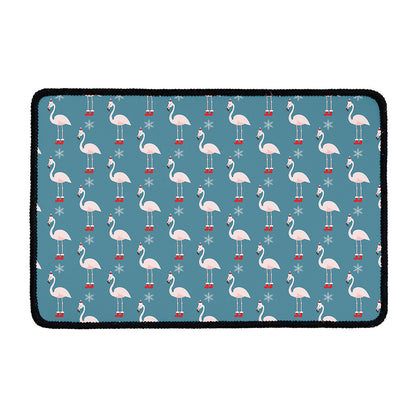 Christmas Snowy Flamingo Pattern Print Kitchen Mat
