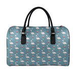 Christmas Snowy Flamingo Pattern Print Leather Duffle Bag