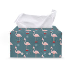 Christmas Snowy Flamingo Pattern Print Leather Tissue Box Cover