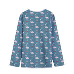 Christmas Snowy Flamingo Pattern Print Long Sleeve Short Coat