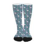Christmas Snowy Flamingo Pattern Print Long Socks