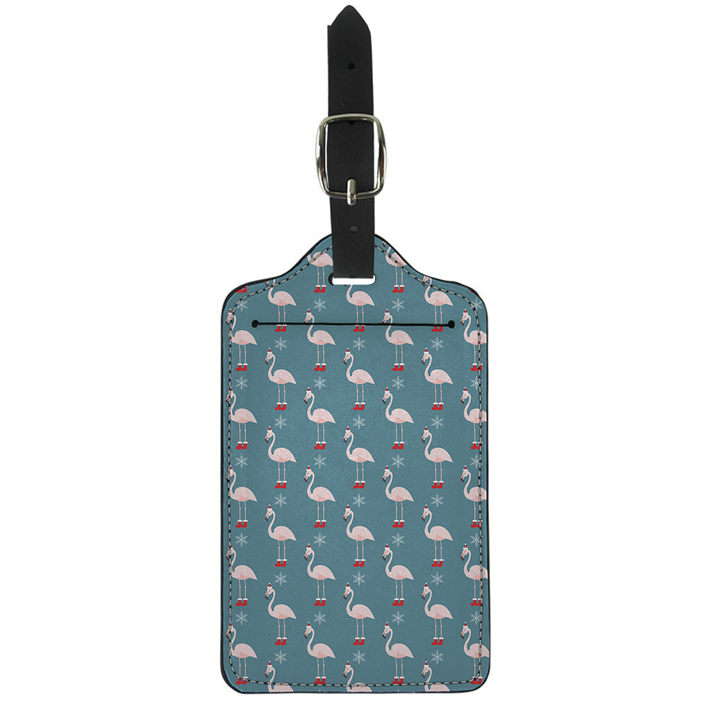 Christmas Snowy Flamingo Pattern Print Luggage Tag