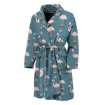 Christmas Snowy Flamingo Pattern Print Men's Bathrobe