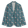 Christmas Snowy Flamingo Pattern Print Men's Blazer