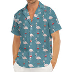 Christmas Snowy Flamingo Pattern Print Men's Deep V-Neck Shirt