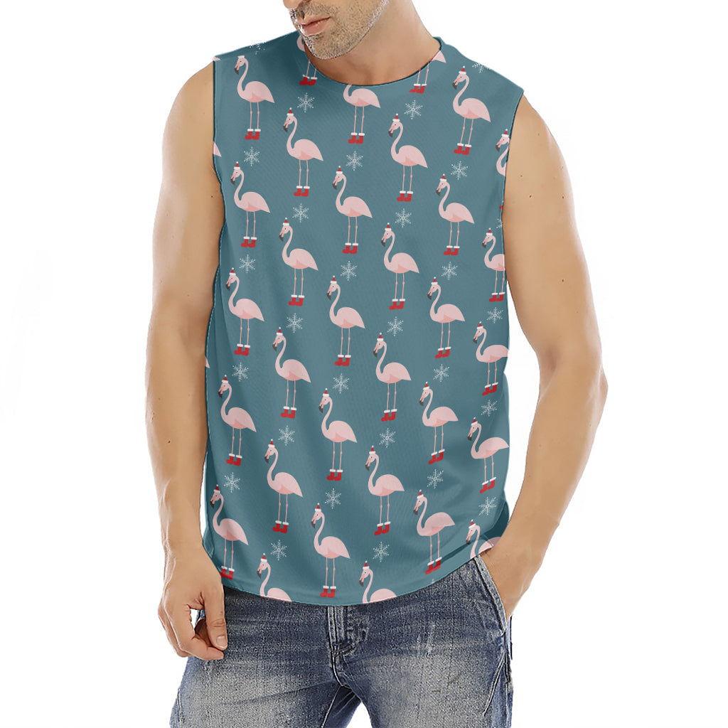 Christmas Snowy Flamingo Pattern Print Men's Fitness Tank Top