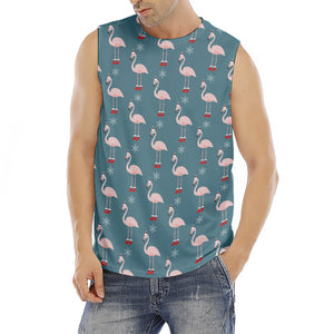 Christmas Snowy Flamingo Pattern Print Men's Fitness Tank Top