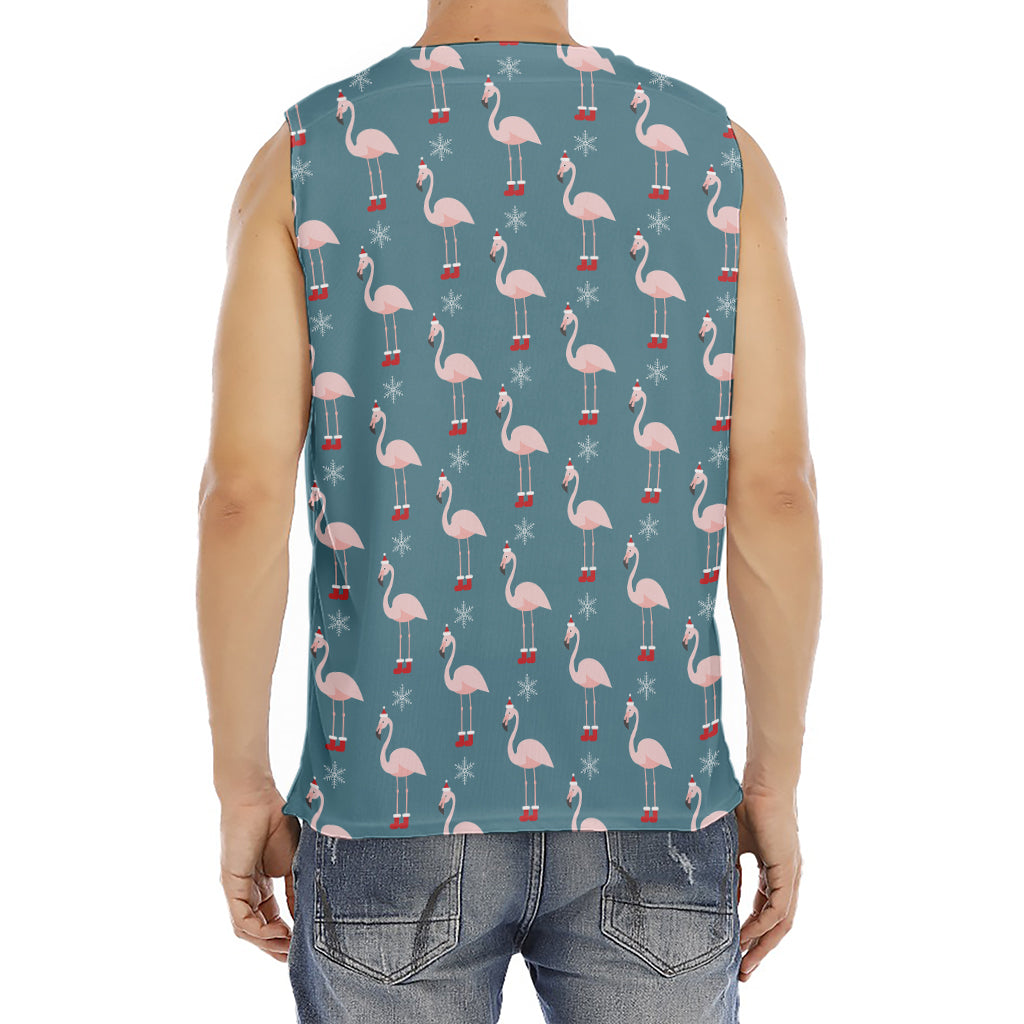 Christmas Snowy Flamingo Pattern Print Men's Fitness Tank Top