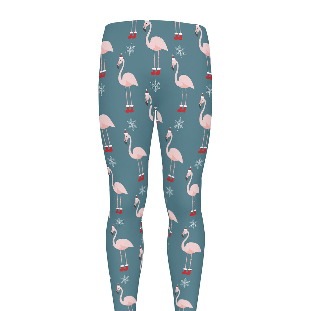 Christmas Snowy Flamingo Pattern Print Men's leggings