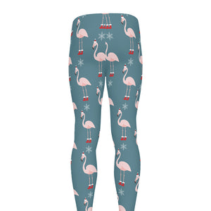 Christmas Snowy Flamingo Pattern Print Men's leggings