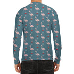 Christmas Snowy Flamingo Pattern Print Men's Long Sleeve Rash Guard