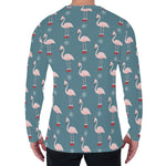 Christmas Snowy Flamingo Pattern Print Men's Long Sleeve T-Shirt