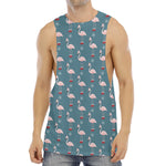 Christmas Snowy Flamingo Pattern Print Men's Muscle Tank Top