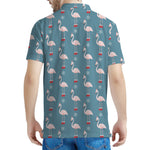 Christmas Snowy Flamingo Pattern Print Men's Polo Shirt