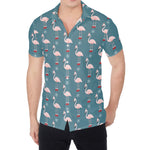 Christmas Snowy Flamingo Pattern Print Men's Shirt