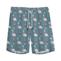 Christmas Snowy Flamingo Pattern Print Men's Athletic Shorts