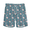 Christmas Snowy Flamingo Pattern Print Men's Sports Shorts