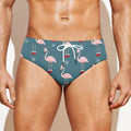Christmas Snowy Flamingo Pattern Print Men's Swim Briefs