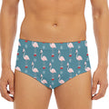 Christmas Snowy Flamingo Pattern Print Men's Triangle Swim Briefs