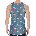 Christmas Snowy Flamingo Pattern Print Men's Velvet Tank Top