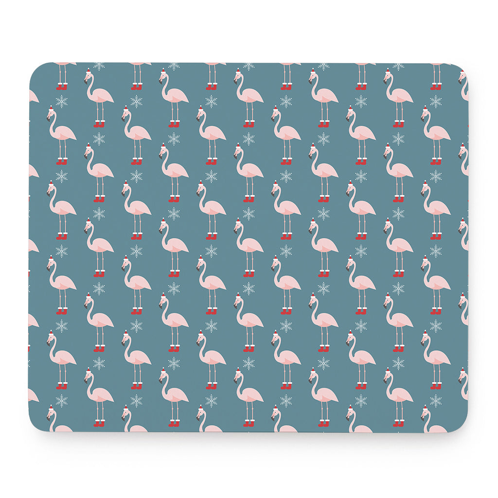 Christmas Snowy Flamingo Pattern Print Mouse Pad