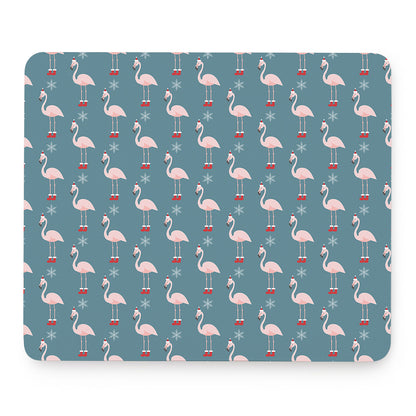 Christmas Snowy Flamingo Pattern Print Mouse Pad