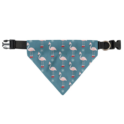 Christmas Snowy Flamingo Pattern Print Over The Collar Dog Bandana
