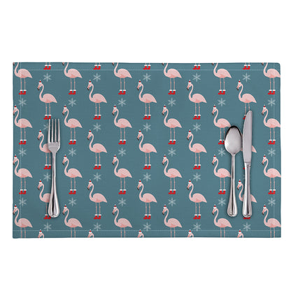 Christmas Snowy Flamingo Pattern Print Placemat