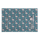 Christmas Snowy Flamingo Pattern Print Placemat