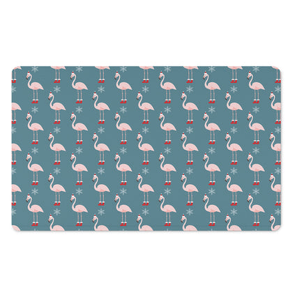 Christmas Snowy Flamingo Pattern Print Polyester Doormat