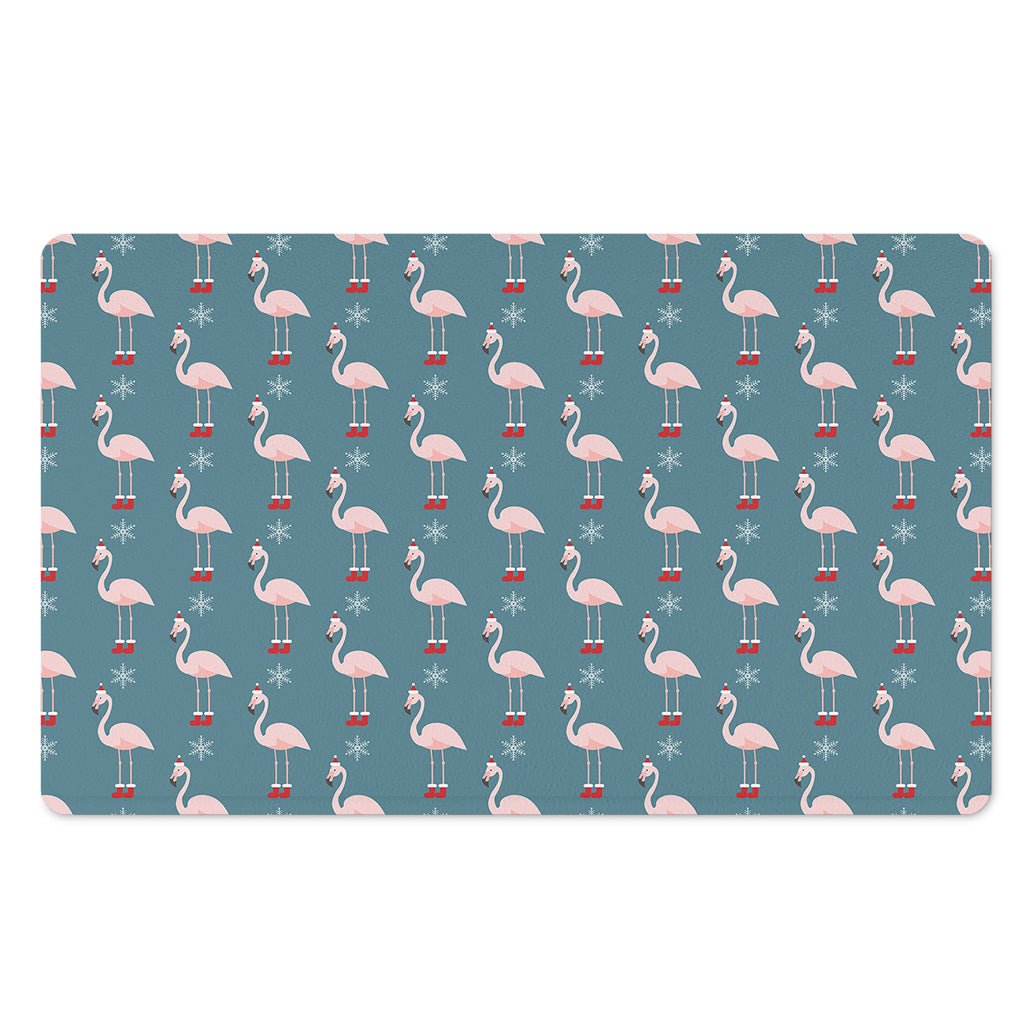 Christmas Snowy Flamingo Pattern Print Polyester Doormat