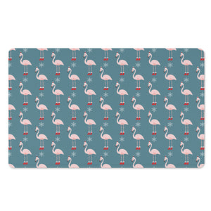 Christmas Snowy Flamingo Pattern Print Polyester Doormat