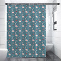 Christmas Snowy Flamingo Pattern Print Premium Shower Curtain
