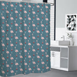 Christmas Snowy Flamingo Pattern Print Premium Shower Curtain