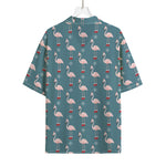 Christmas Snowy Flamingo Pattern Print Rayon Hawaiian Shirt