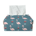 Christmas Snowy Flamingo Pattern Print Rectangle Tissue Box Cover