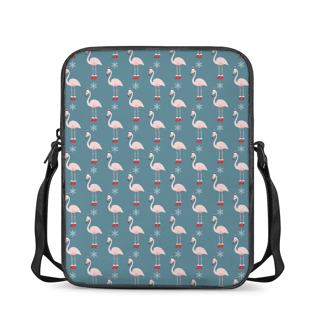 Christmas Snowy Flamingo Pattern Print Rectangular Crossbody Bag