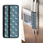 Christmas Snowy Flamingo Pattern Print Refrigerator Handle Covers