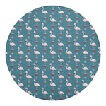 Christmas Snowy Flamingo Pattern Print Round Blanket