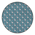 Christmas Snowy Flamingo Pattern Print Round Floor Mat