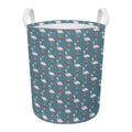 Christmas Snowy Flamingo Pattern Print Round Laundry Basket