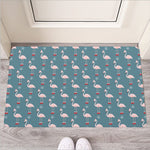Christmas Snowy Flamingo Pattern Print Rubber Doormat