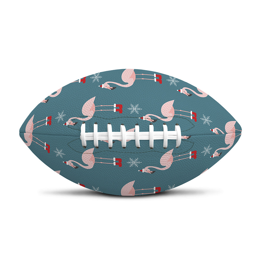 Christmas Snowy Flamingo Pattern Print Rugby Ball