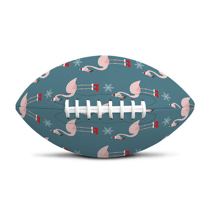 Christmas Snowy Flamingo Pattern Print Rugby Ball