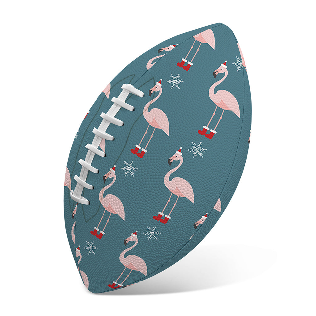 Christmas Snowy Flamingo Pattern Print Rugby Ball