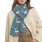 Christmas Snowy Flamingo Pattern Print Scarf