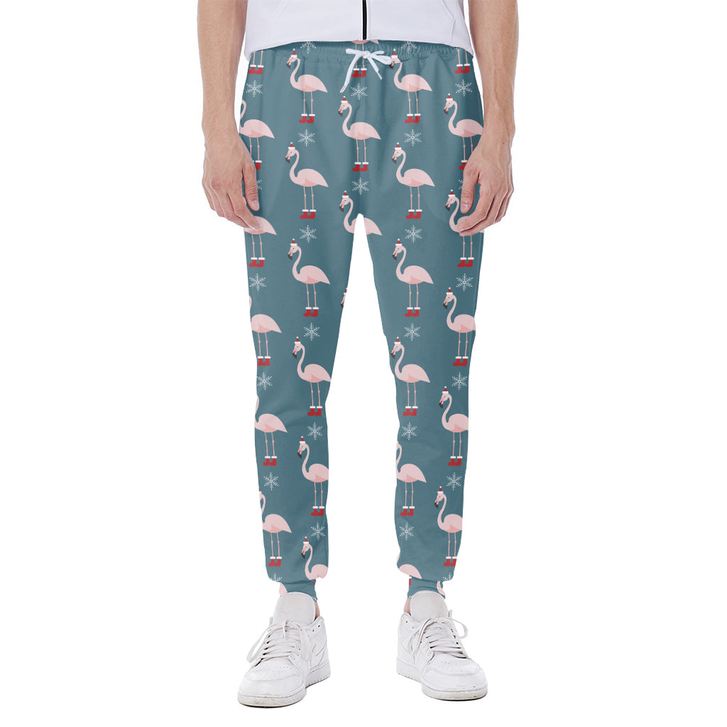 Christmas Snowy Flamingo Pattern Print Scuba Joggers