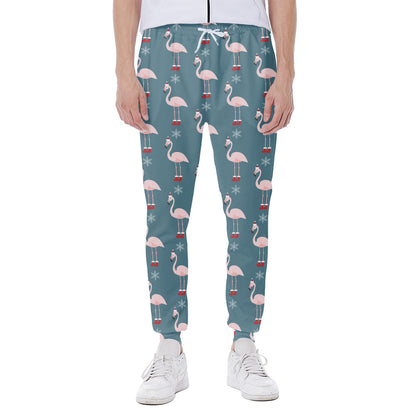 Christmas Snowy Flamingo Pattern Print Scuba Joggers