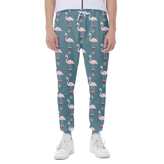 Christmas Snowy Flamingo Pattern Print Scuba Joggers