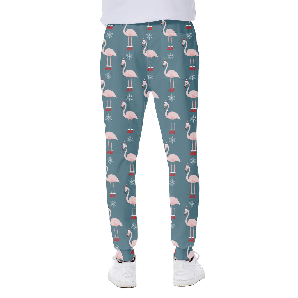 Christmas Snowy Flamingo Pattern Print Scuba Joggers